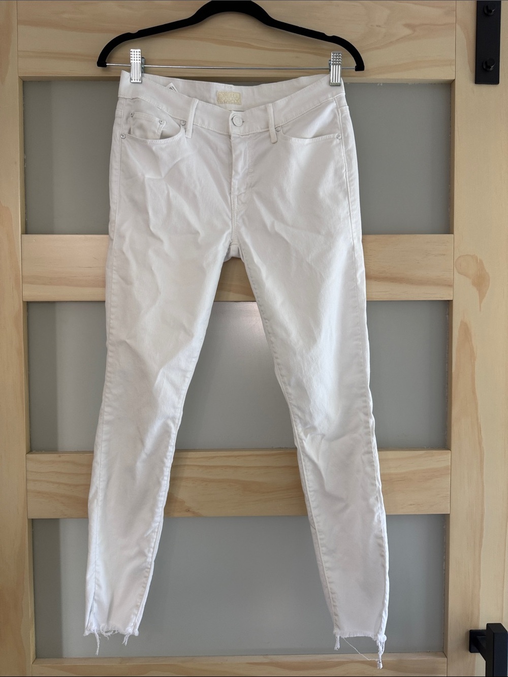 Mother The Looker Ankle Fray White Size 28 Cotton Stretch Blend